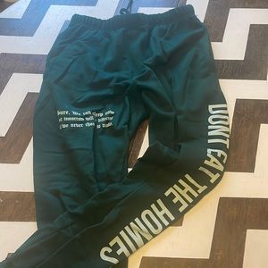 Don’t Eat The Homies dark green sweatpants size small